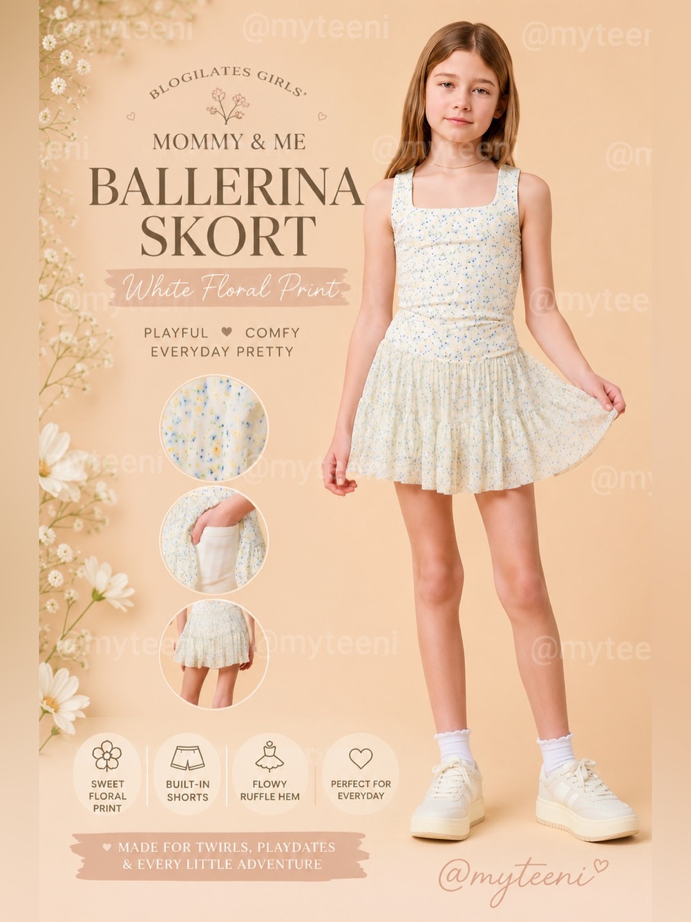 🌼‼️🔥🆕 Blogilates Girls’ Yellow Ballerina Skort